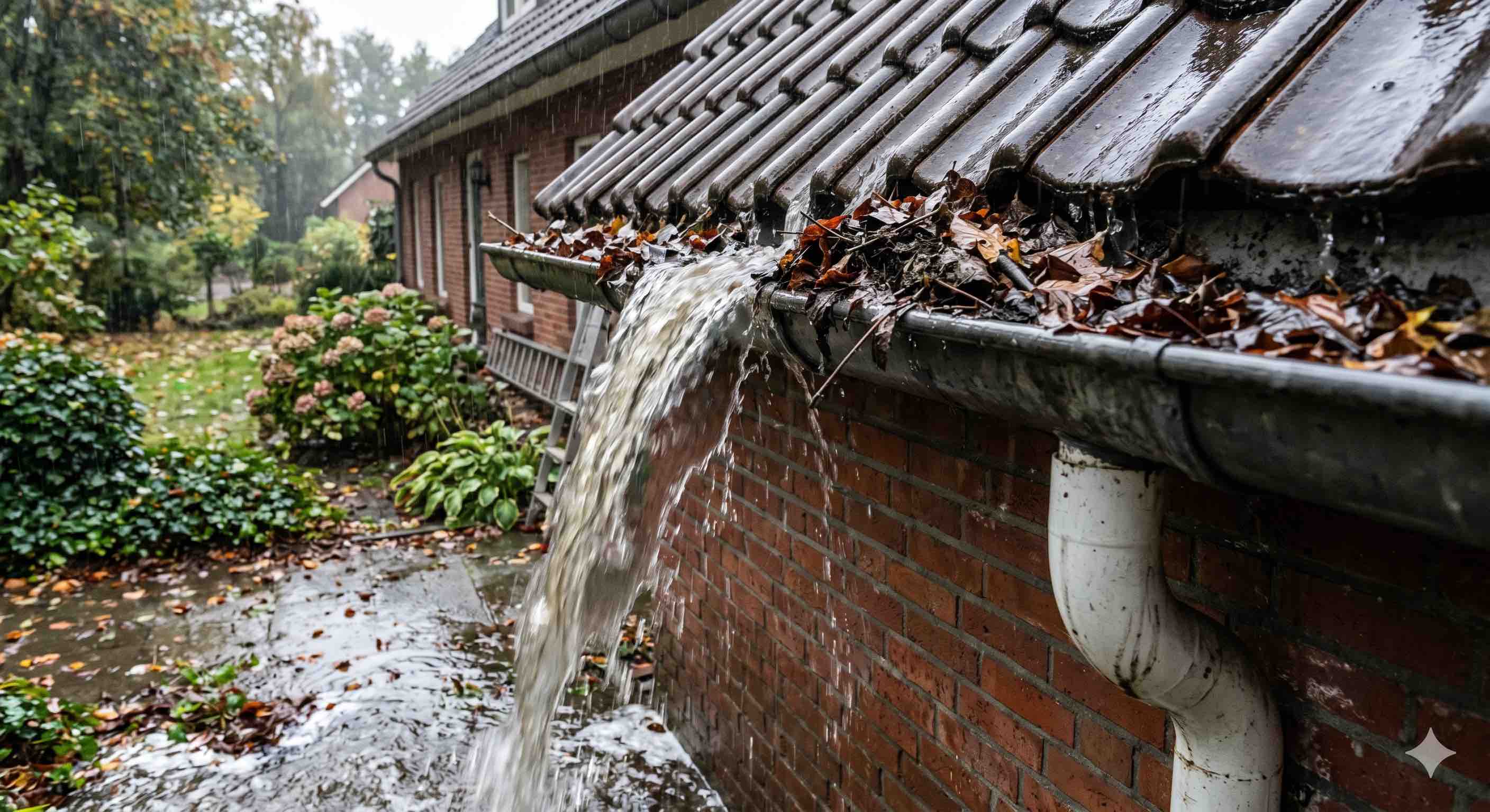 Rinnenreinigung nach Sturm und Laubfall in Wien