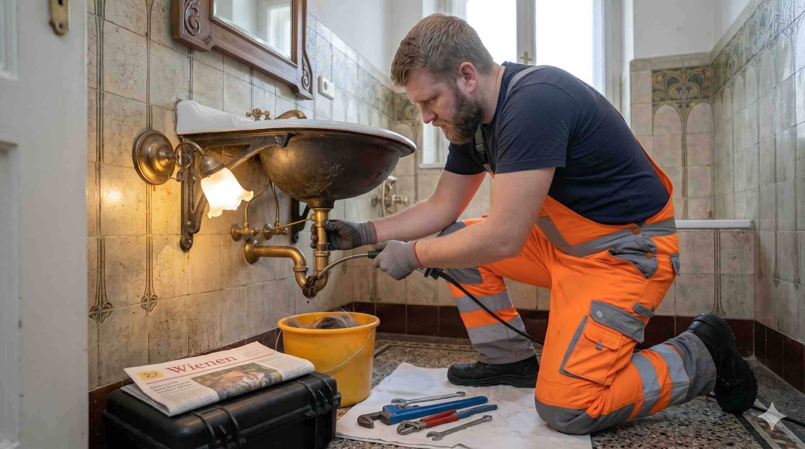 Waschbeckenabfluss in Wien bei Haaren und Ablagerungen reinigen